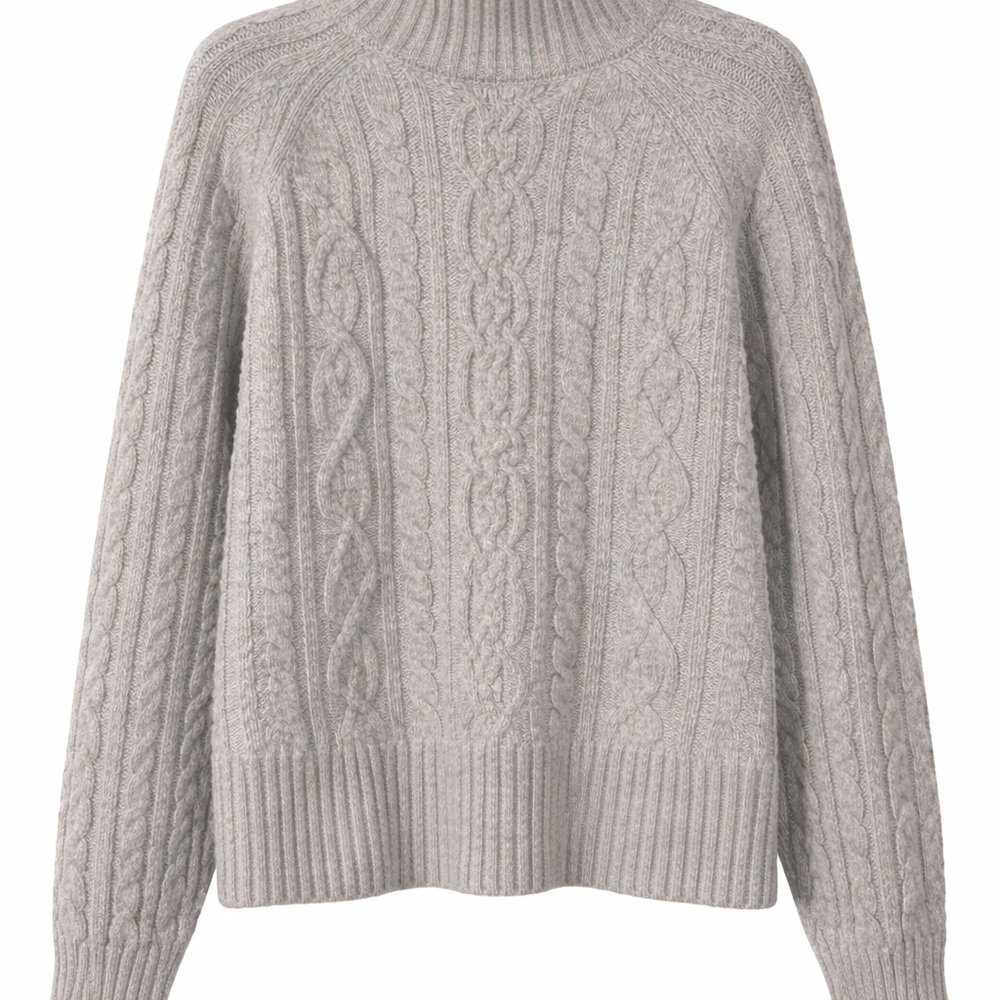 Rachel Zoe Gray Cable Knit Mock Neck Sweater Size M